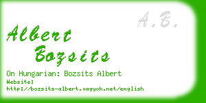 albert bozsits business card